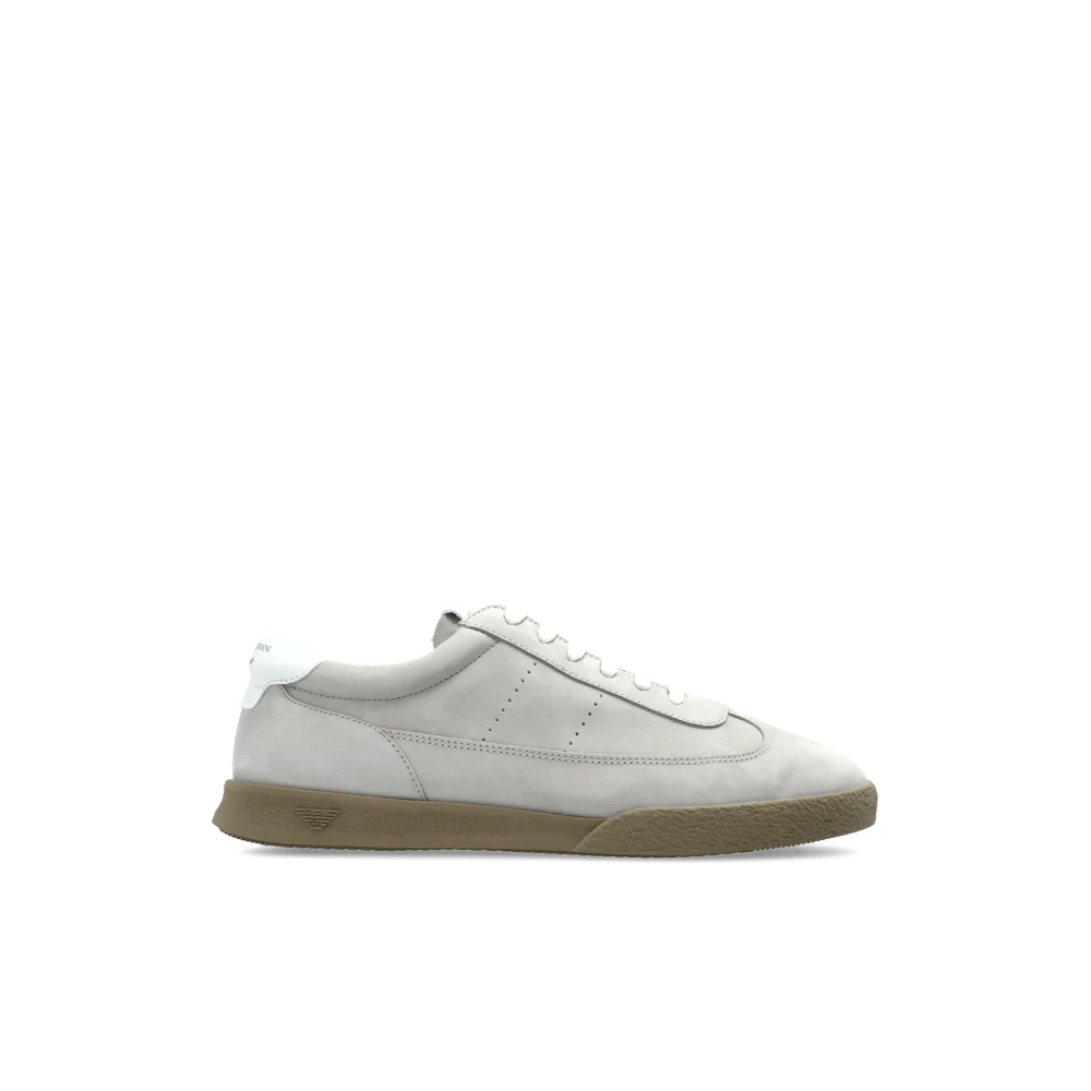Emporio Armani Suède sportschoenen Dames Schoenen Grijs