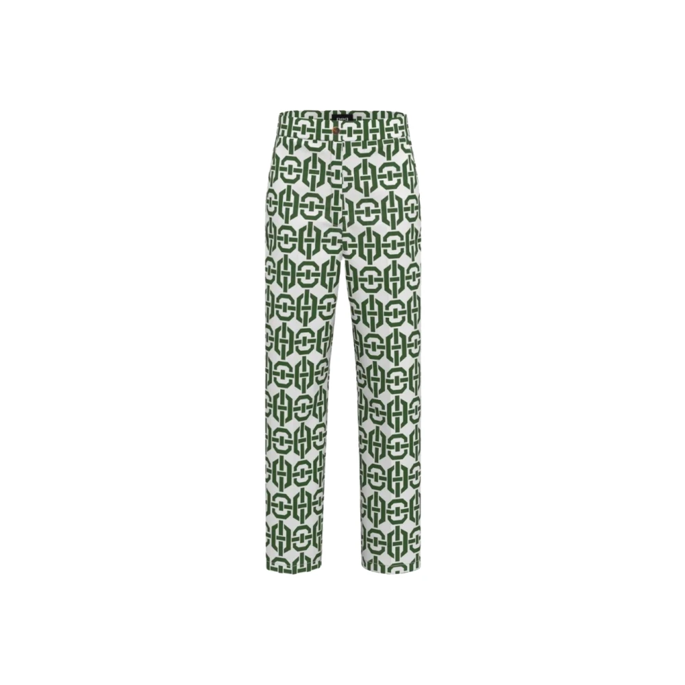 Marella Vrouw Groente Groene Katoenen Straight Fit Broek