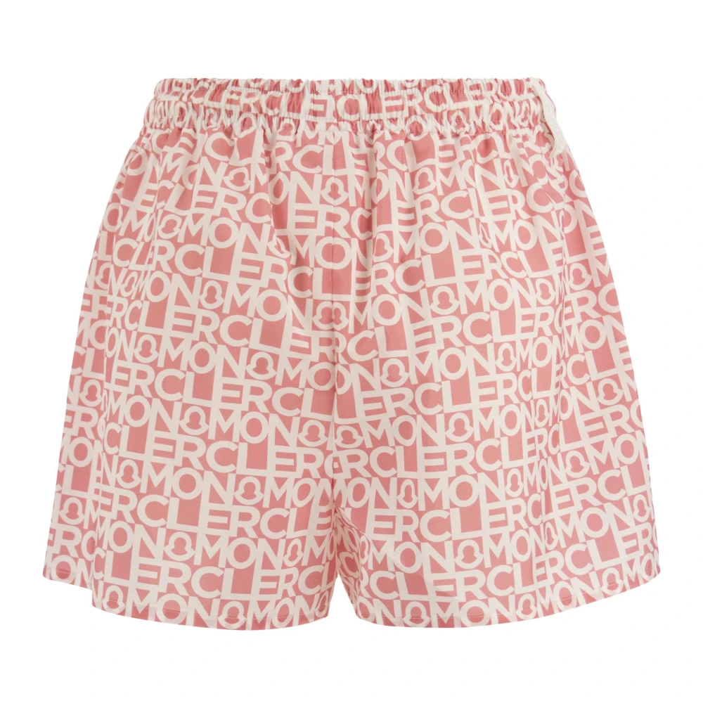Moncler Nylon shorts met monogram en trekkoord in de taille Pink Dames