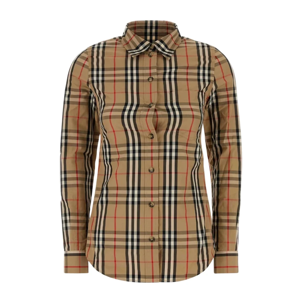 Burberry Women's Beige Check Print Cotton Poplin Shirt - Shirts - Xs - Blouses & Shirts