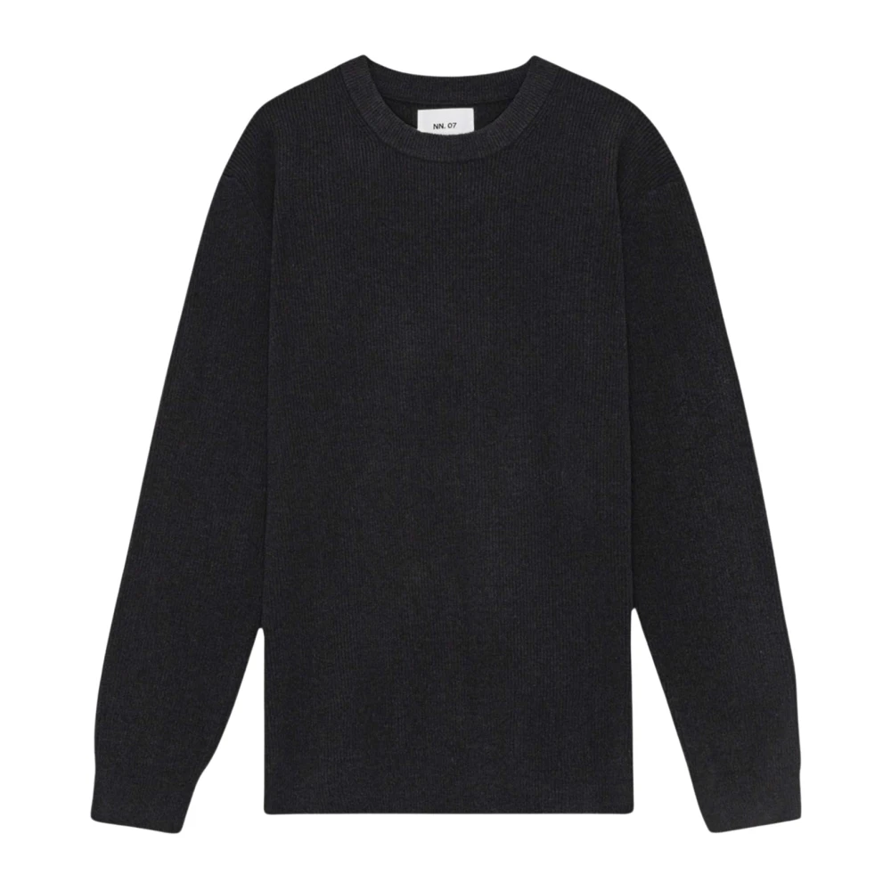 Nn07 Men's Blue Round-Neck Knitwear, L, Black Crewneck Jumper With Fashion Detailing