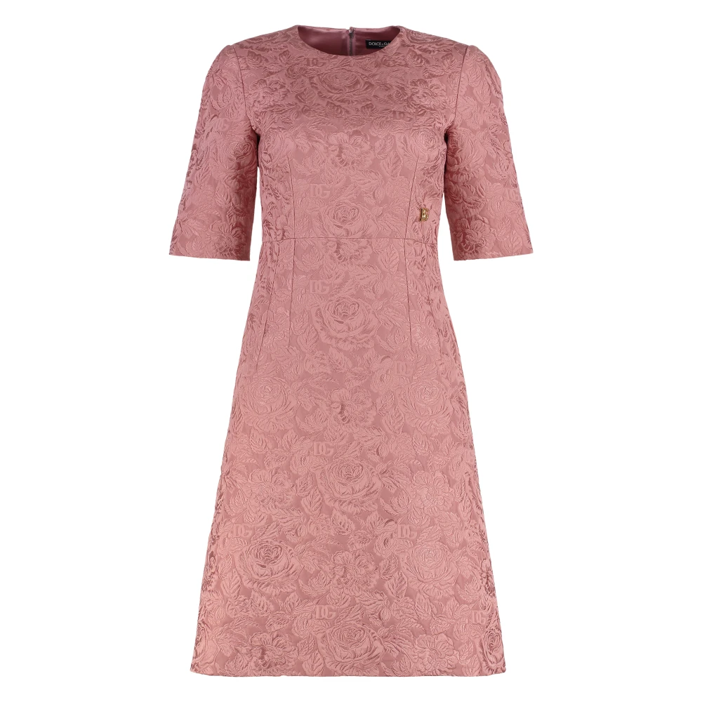 Dolce & Gabbana Bloemen Jacquard Jurk Pink Dames
