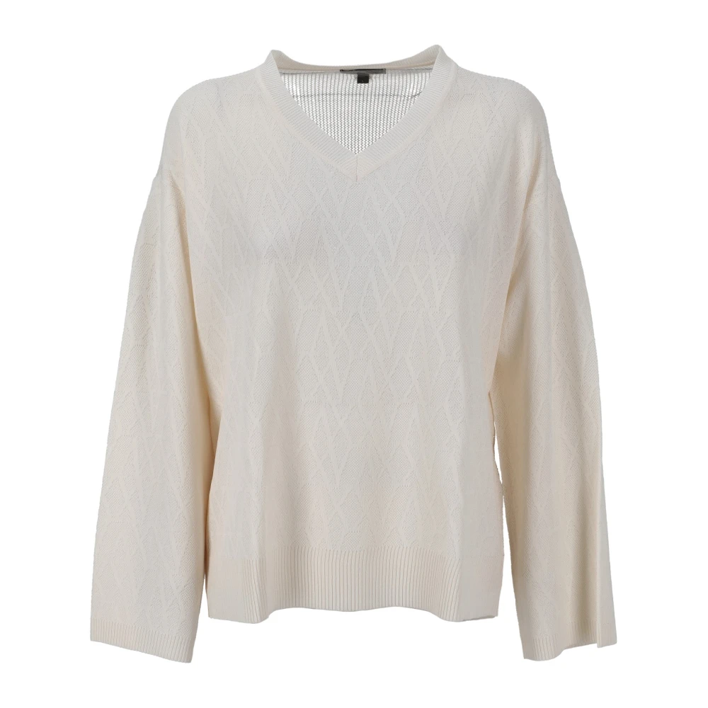 Armani Exchange Women's Beige Stylish Col. F0024 Shirt - V-Neck Knitwear - L - Knitwear
