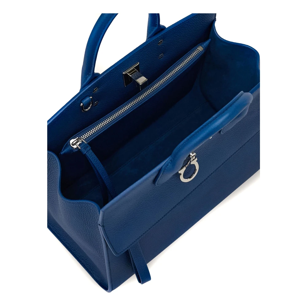 Salvatore Ferragamo Blauwe Studio Soft tas met Gancini Blue Dames