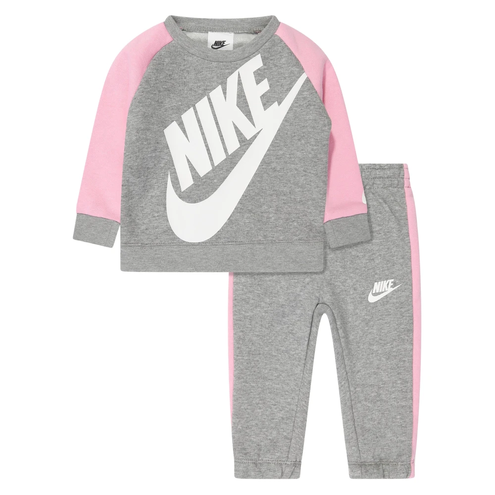 Nike Unisex Kids Grey Girls Oversized Futura Crew Tracksuit