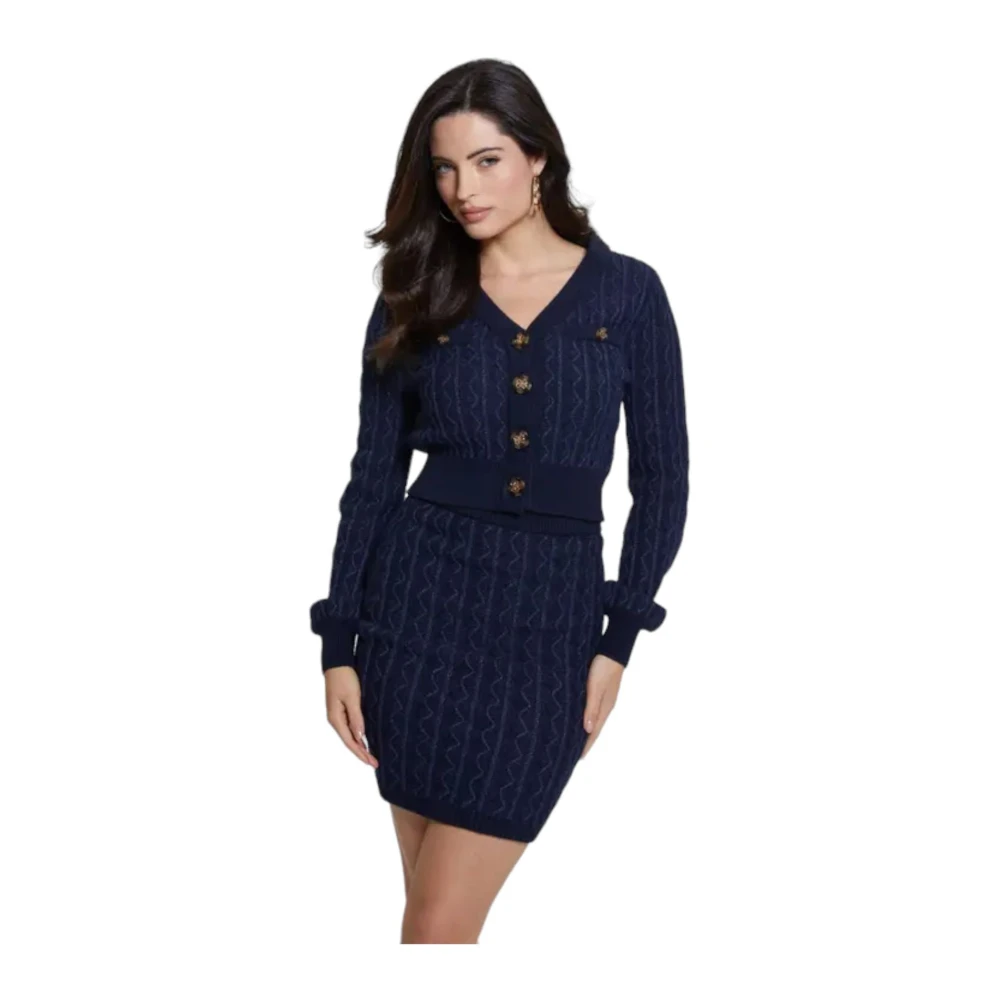 Guess Stijlvolle Gebreide Cardigan voor Vrouwen Blue Dames