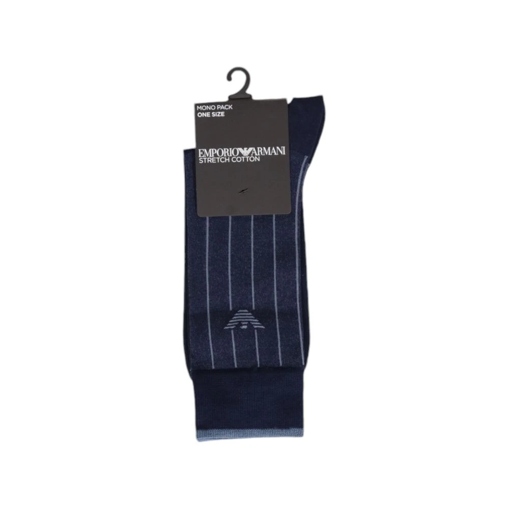 Emporio Armani Blauwe Katoenen Herensokken Herfst Winter Blue Heren