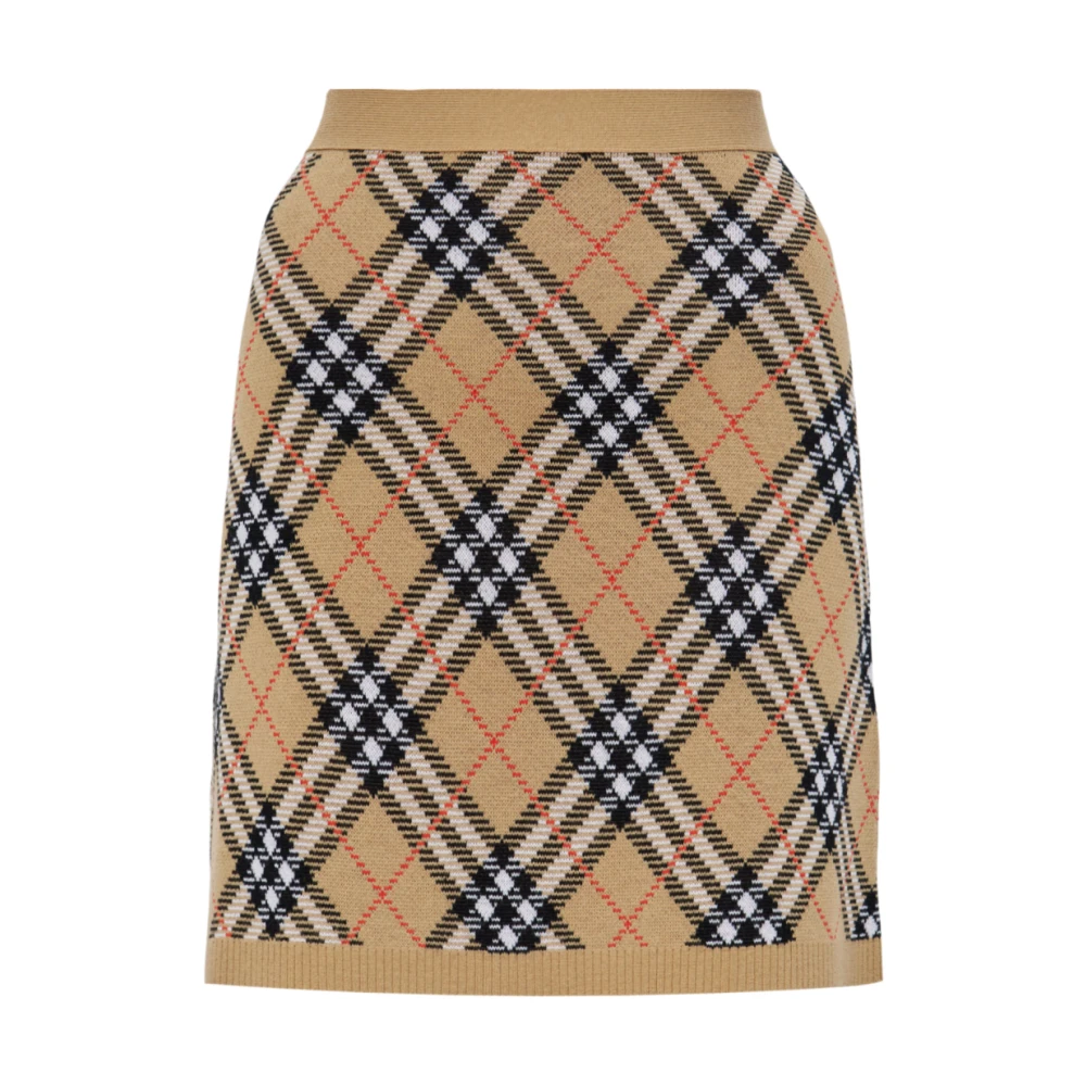 Burberry Women's Beige Short Skirts, M, Wool Skirt