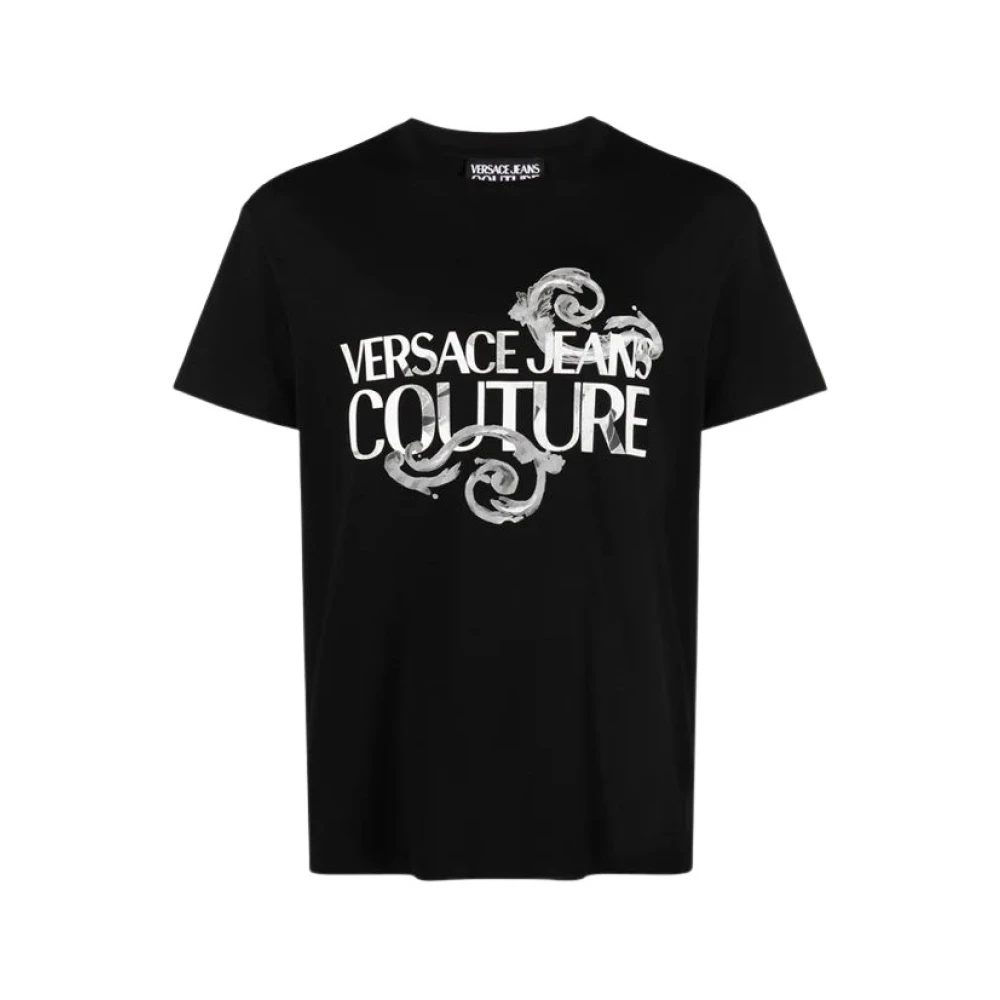 Versace Jeans Couture Zwarte Barok Motief Logo T-shirt Black Heren