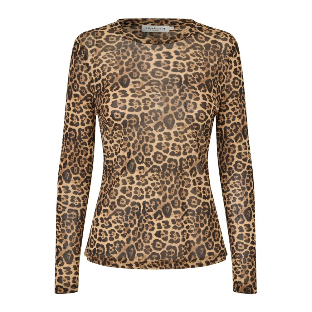 Lollys Laundry Luipaardprint Mesh Blouse Brown Dames