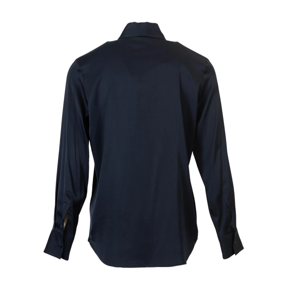 PESERICO Navy Lange Mouw Satijnen Overhemd Blue Dames