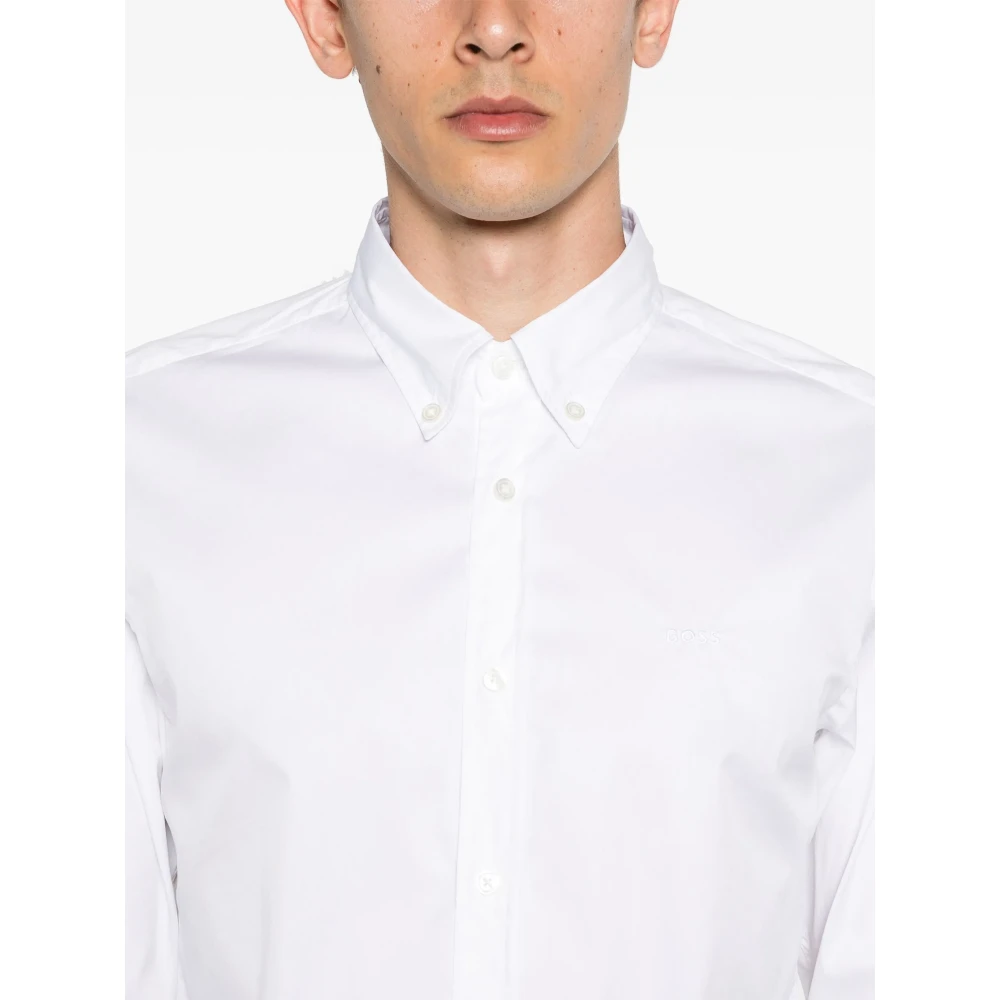 Hugo Boss Slim Fit Button Down Overhemd White Heren