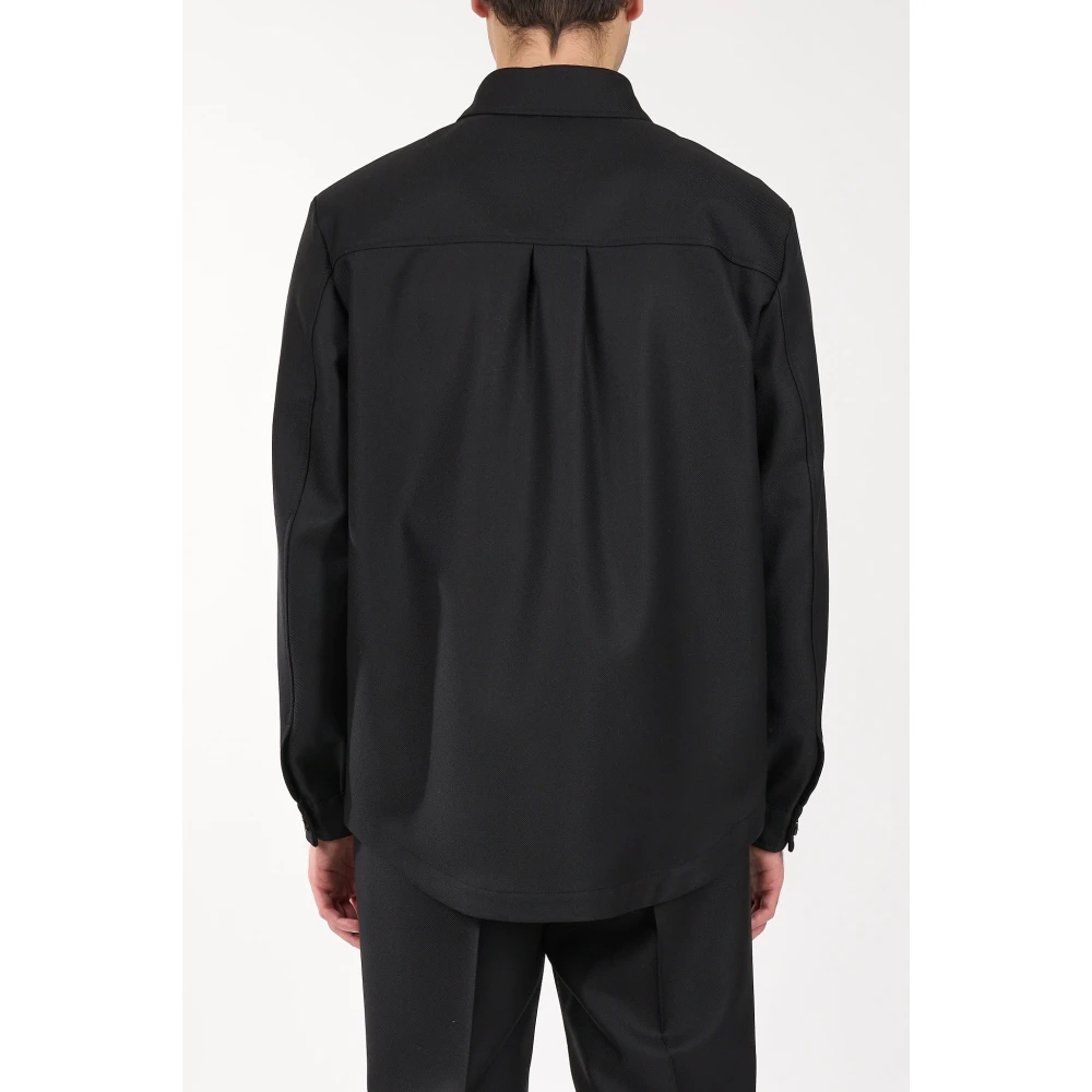 Hugo Boss Overshirt van zuivere wol met knoopsluiting Black Heren
