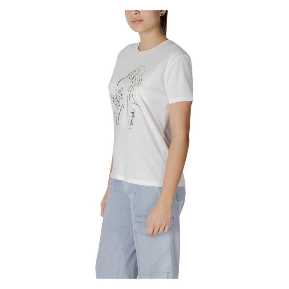 Desigual Stijlvol Bedrukt Katoenen T-Shirt White Dames