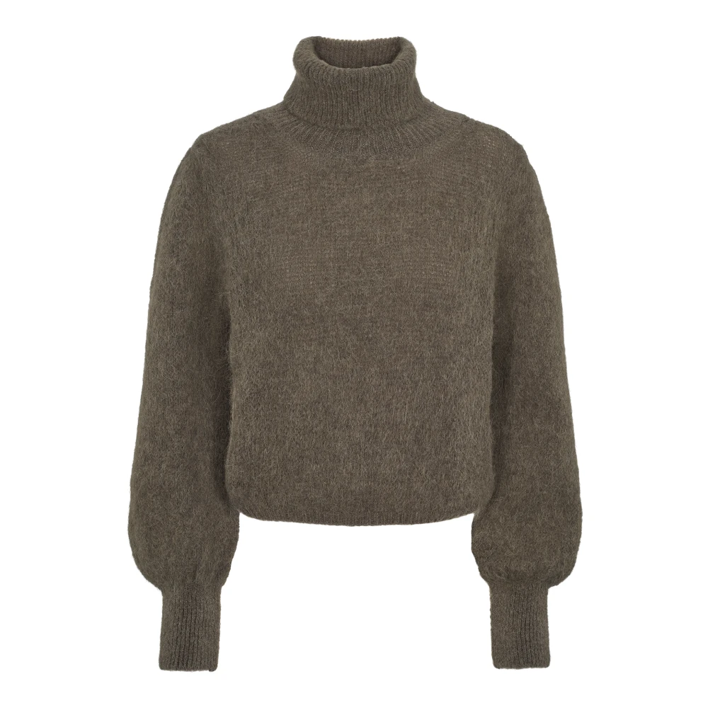 American Dreams Alpacka Rollneck Tröja Mörk Taupe Gray, Dam