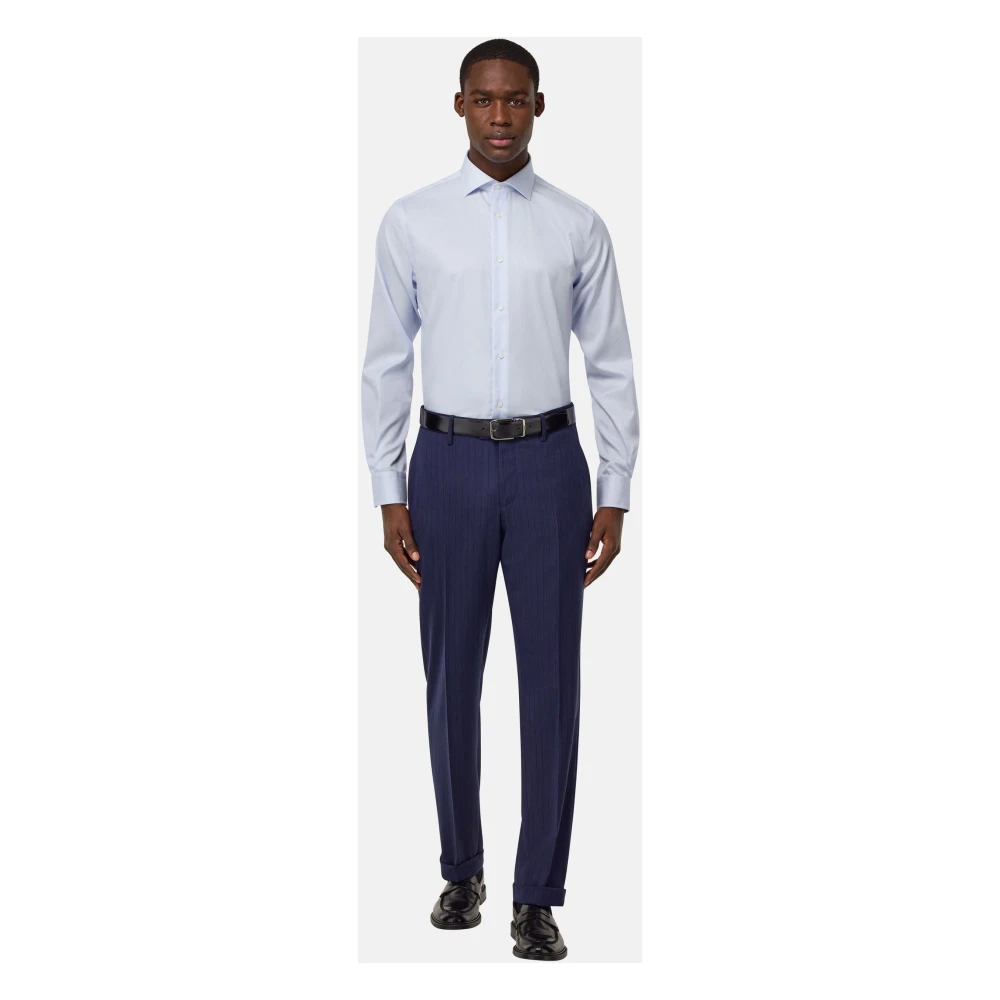Boggi Milano Ultimate Non-Iron Gestreept Overhemd van Katoen Blue Heren