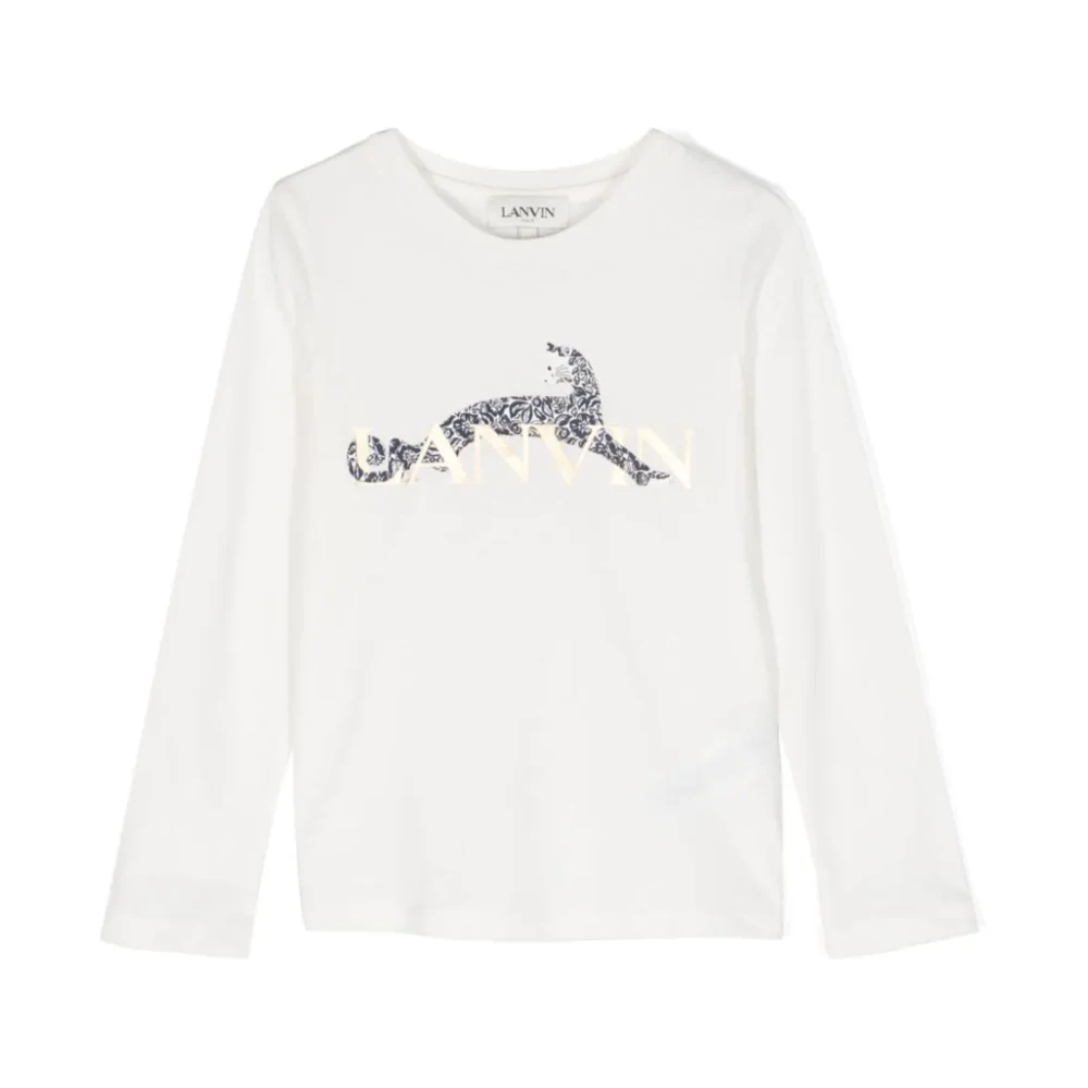 Lanvin Hobo Cat Blommigt T-shirt White, Pojke