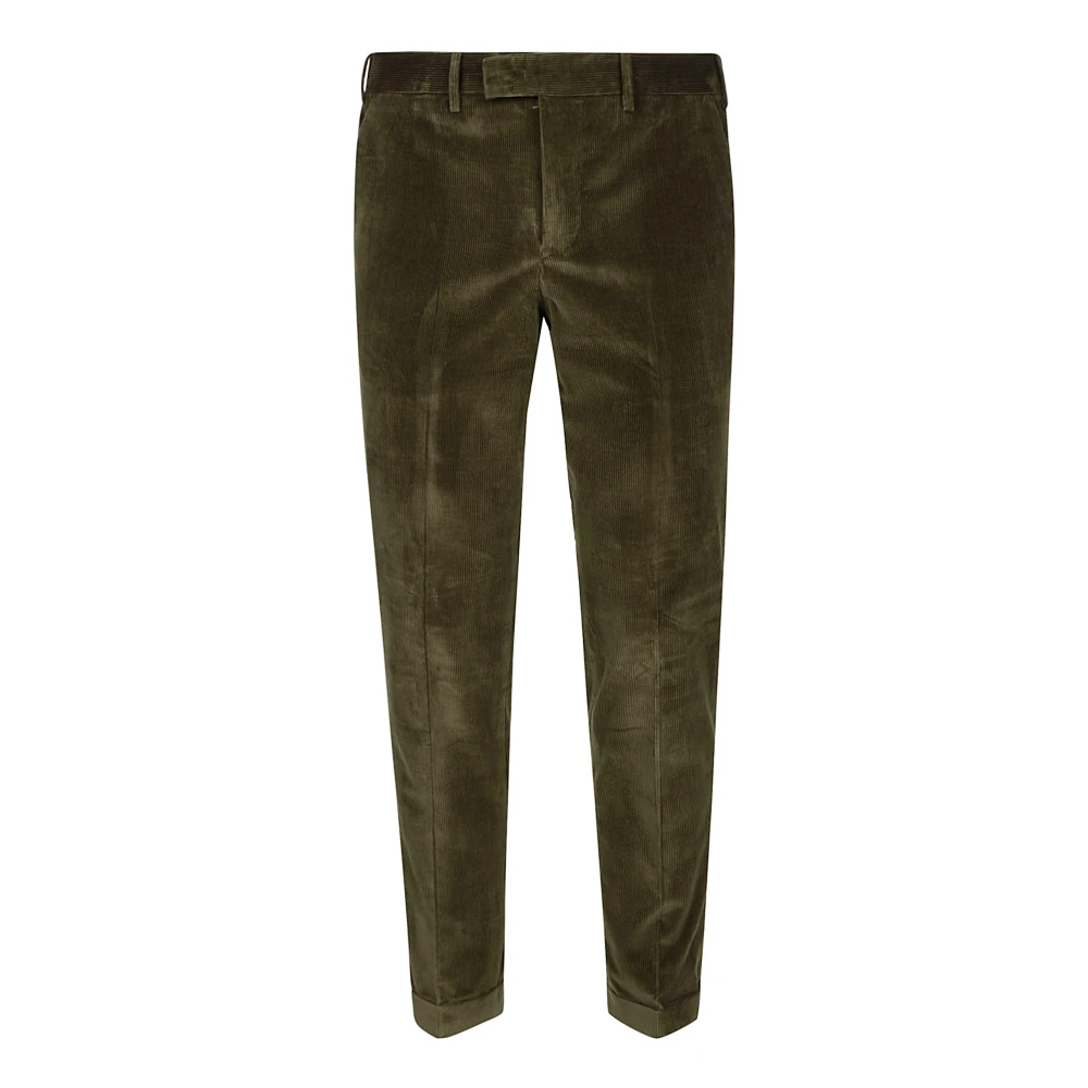 PT Torino Fluwelen Broek met Geribbelde Stretch Green Heren
