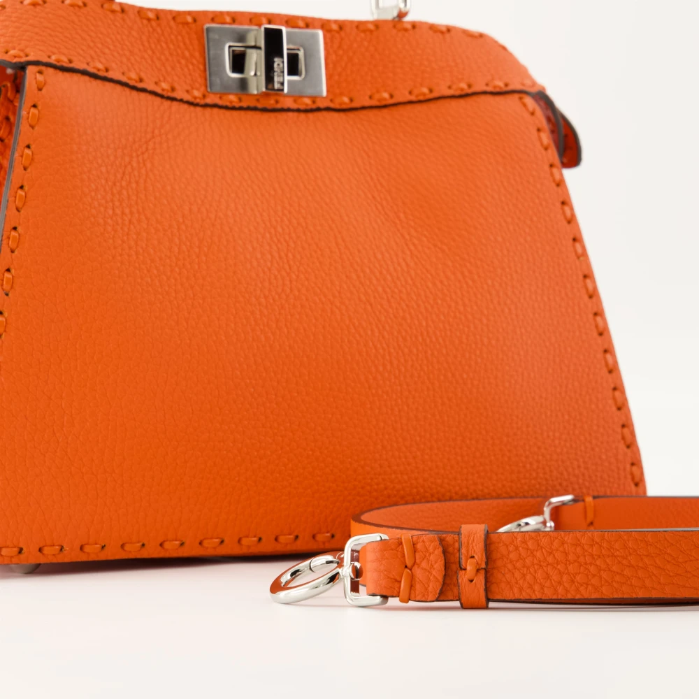 Fendi Peekaboo ISeeU Kleine Leren Tas Orange Dames