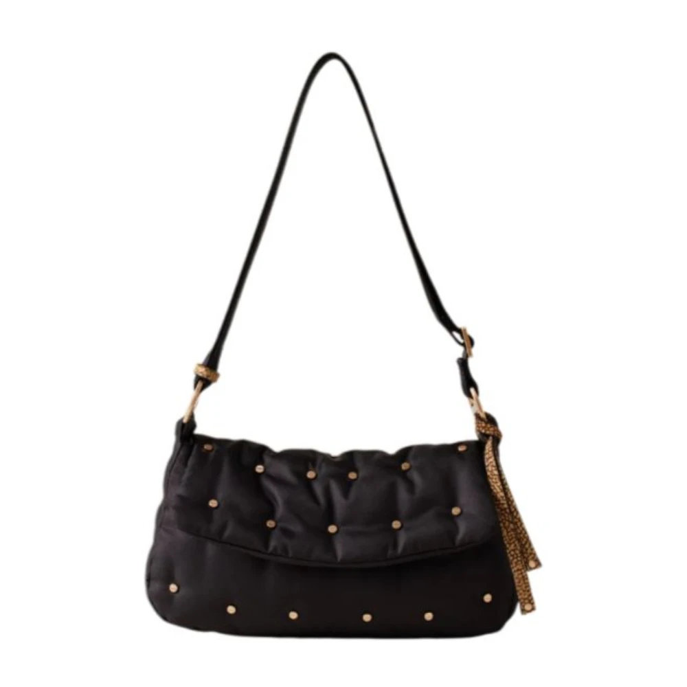 Borbonese Schoudertas van nylon met studs Black Dames