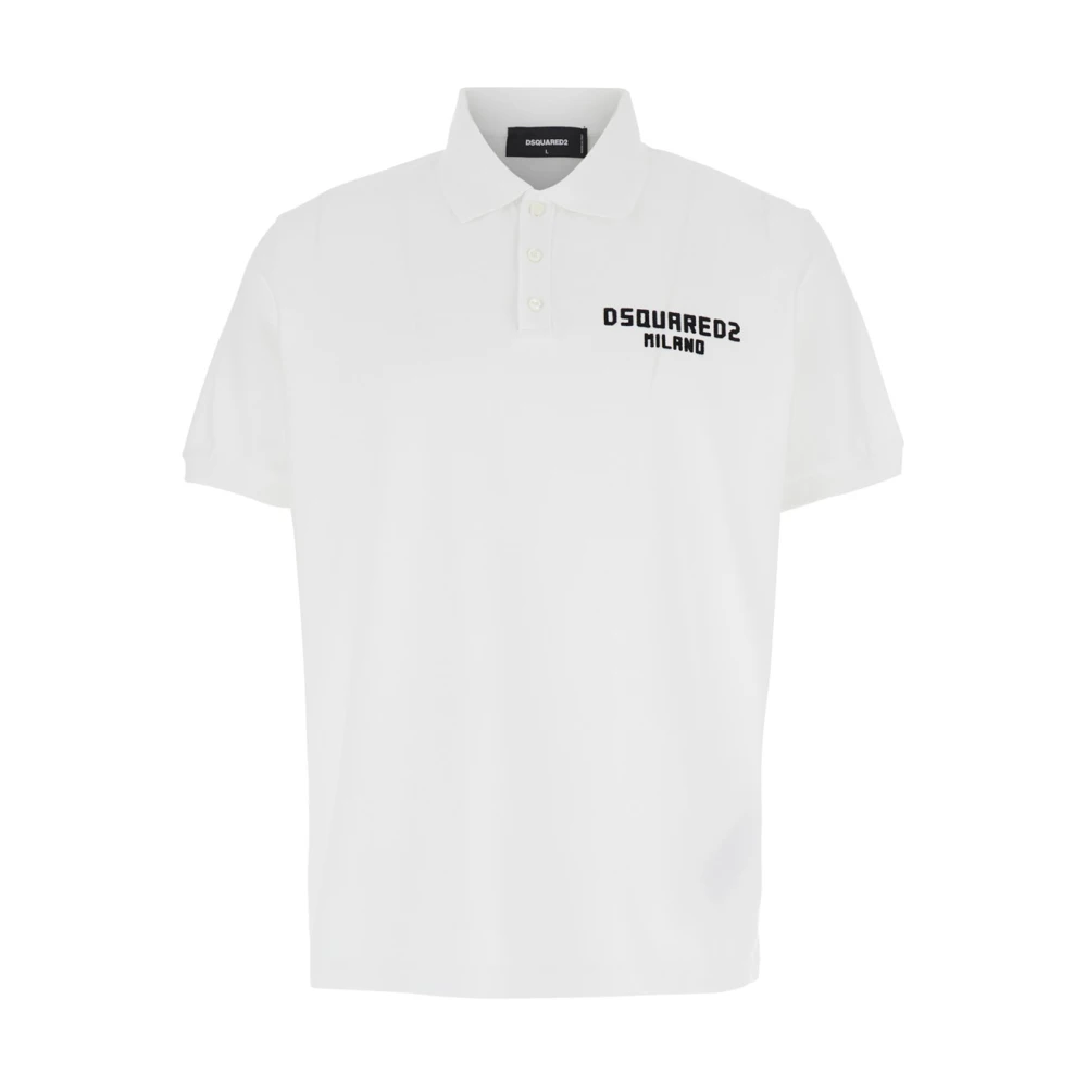Dsquared2 Witte Polo Shirt met Logo Borduurwerk White Heren