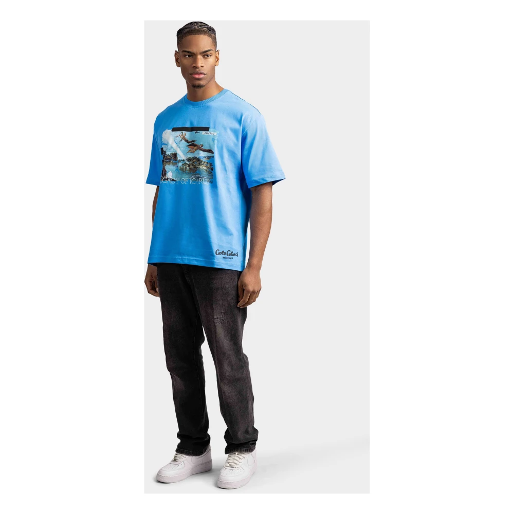 carlo colucci Icarius Heren T-Shirt Blauw Casual en Trendy Blue Heren
