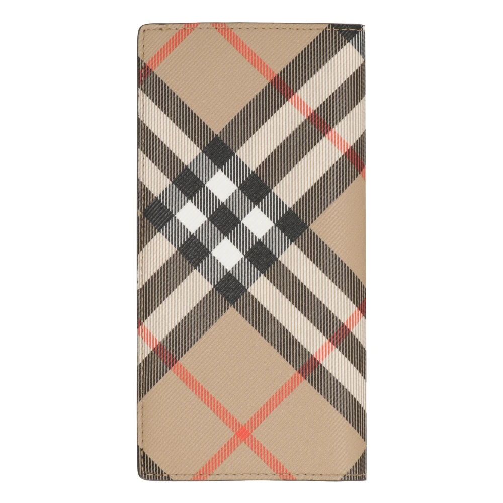 Burberry Geruite motief leren portemonnee met kaartsleuven Beige Heren