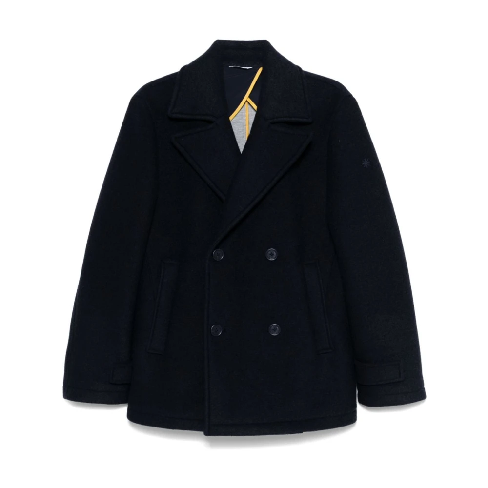 Manuel Ritz Navy Blauwe Dubbel-Borst Jas Blue Heren