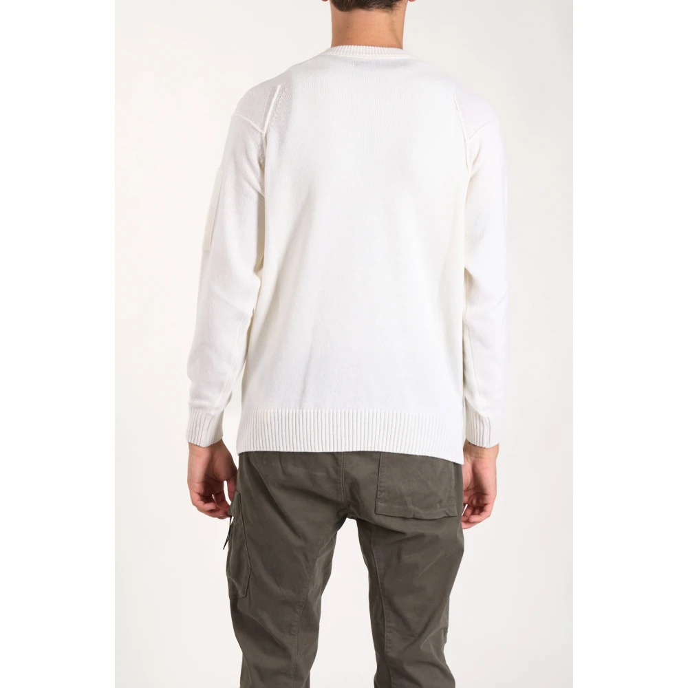 C.P. Company Wollen Trui met Ribdetails White Heren