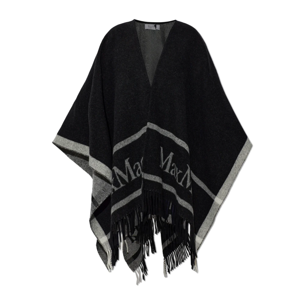 Max Mara Women's Black Ponchos, One Size, Wool Poncho Hilde