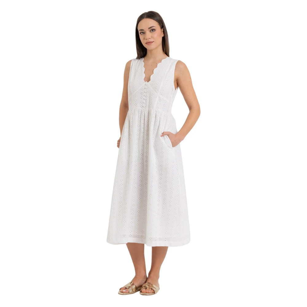Kocca White Midi Dresses, Female, M, Sleeveless Cotton Midi Dress