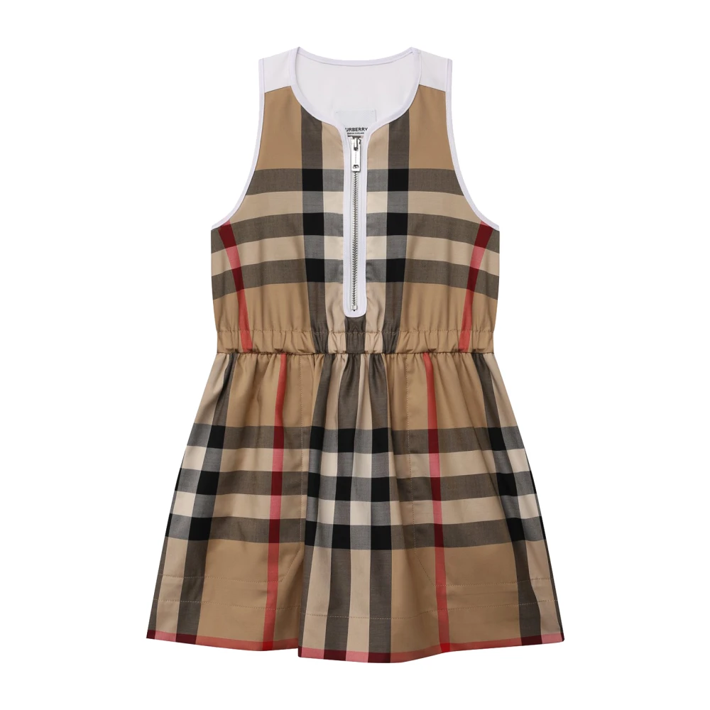 Burberry Check Midi Klänning för Barn Beige, Flicka