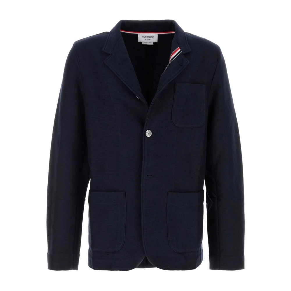 Thom Browne Stijlvol Navy Blue Cotton Blazer Blue Heren