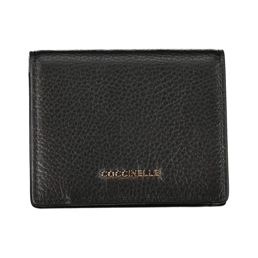 Coccinelle Zwarte Leren Portemonnee met Automatische Sluiting Black Heren
