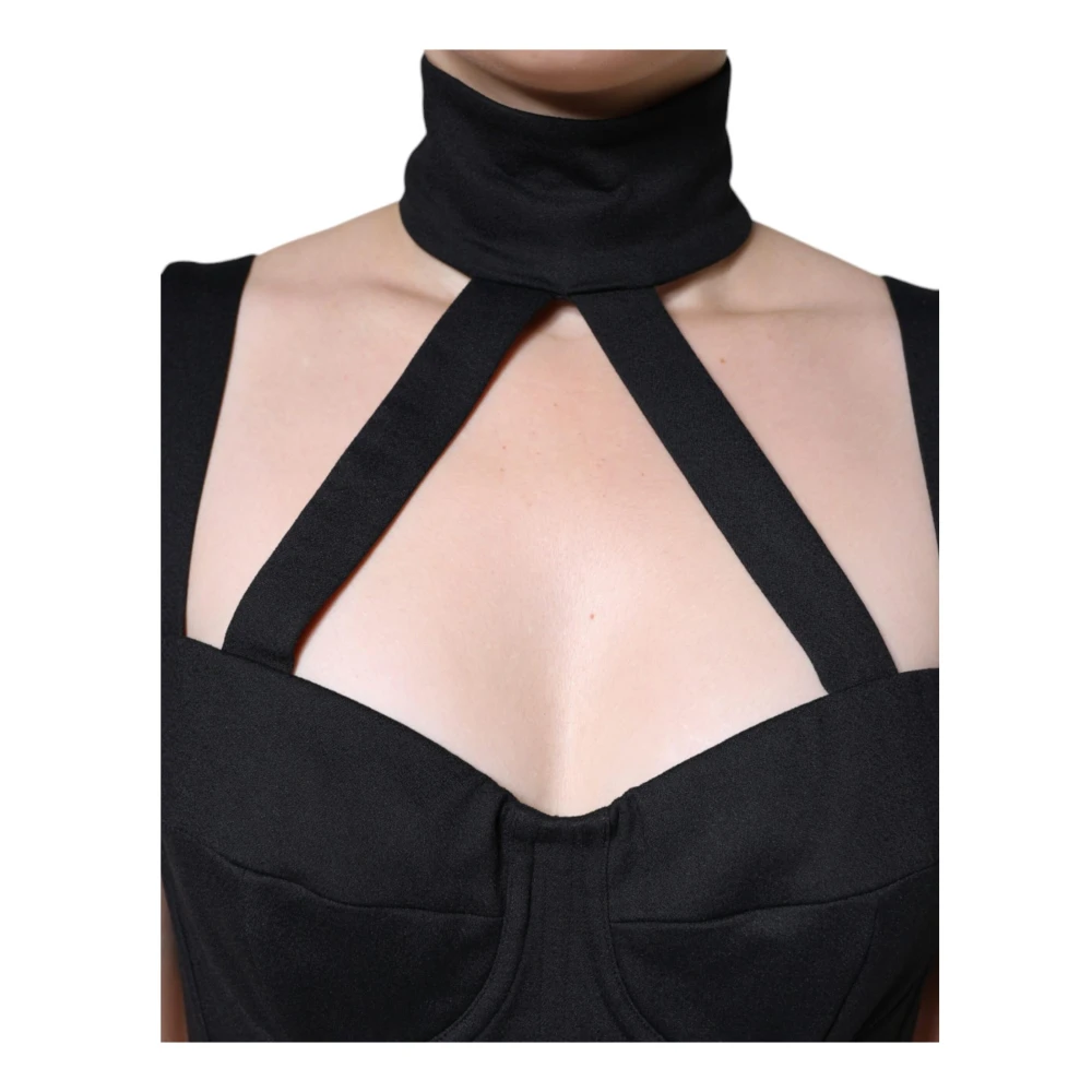 Dolce & Gabbana Zwarte Bodycon Mini Jurk Sweetheart Halslijn Black Dames