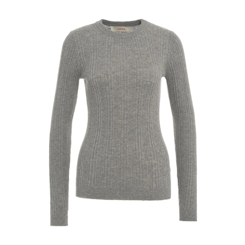 Jucca Italiaanse Gebreide Crew Neck Sweatshirt Gray Dames