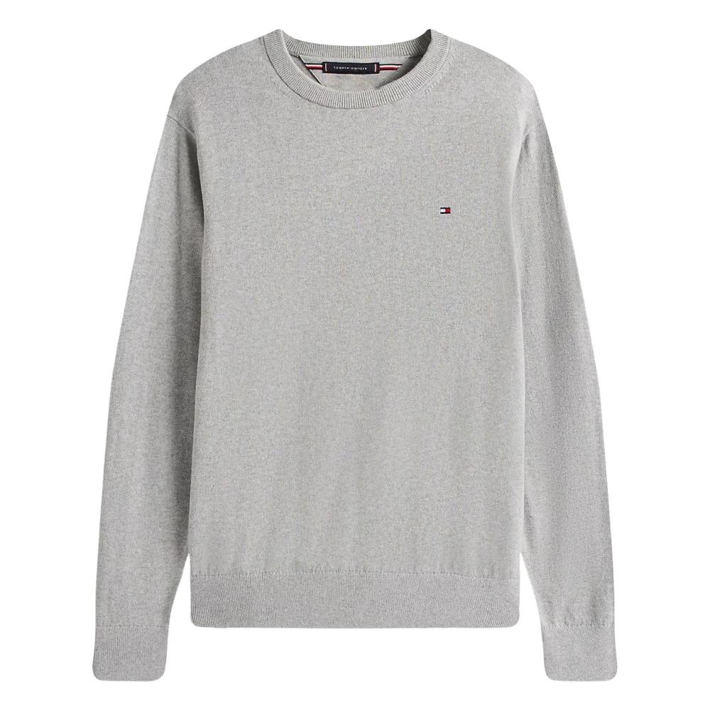 Tommy Hilfiger Men's Gray Round-Neck Knitwear, 2XL, Pima Org Ctn Cashmere Crew Neck