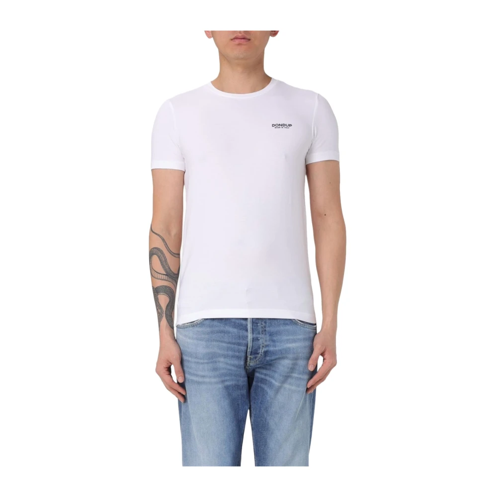 Dondup Stretch Katoenen Jersey T-shirt met Borstlogo White Heren