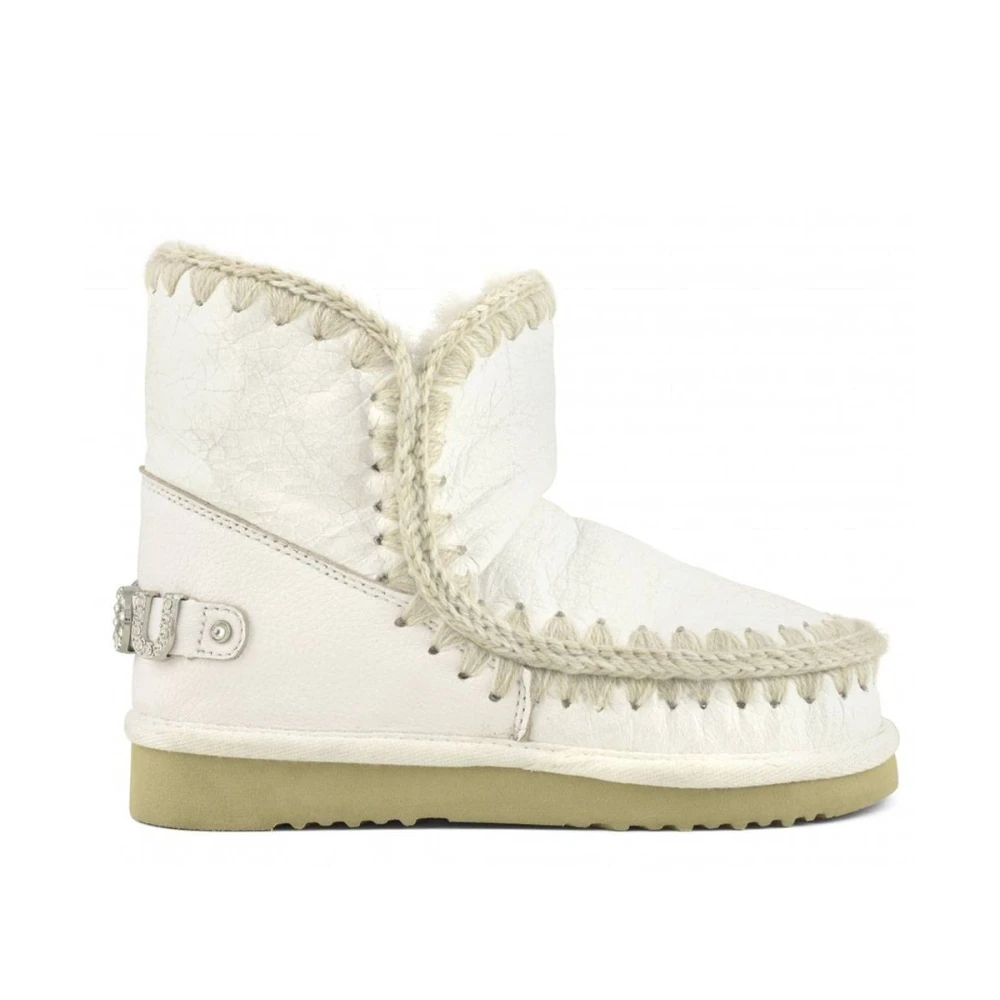 Mou Women's White Handmade Eskimo Boots With Strass Logo
