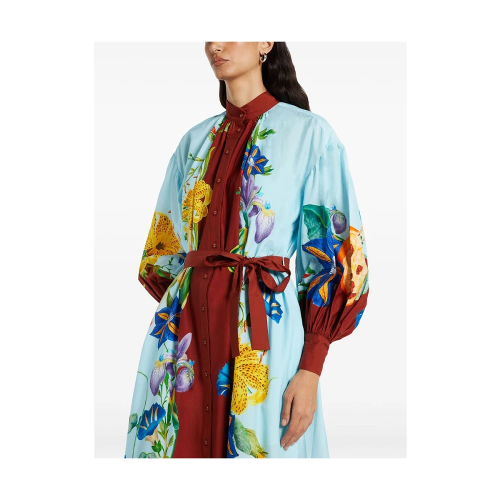 Alemais Blauwe Knoopsluiting Taille-Strik Jurk Multicolor Dames
