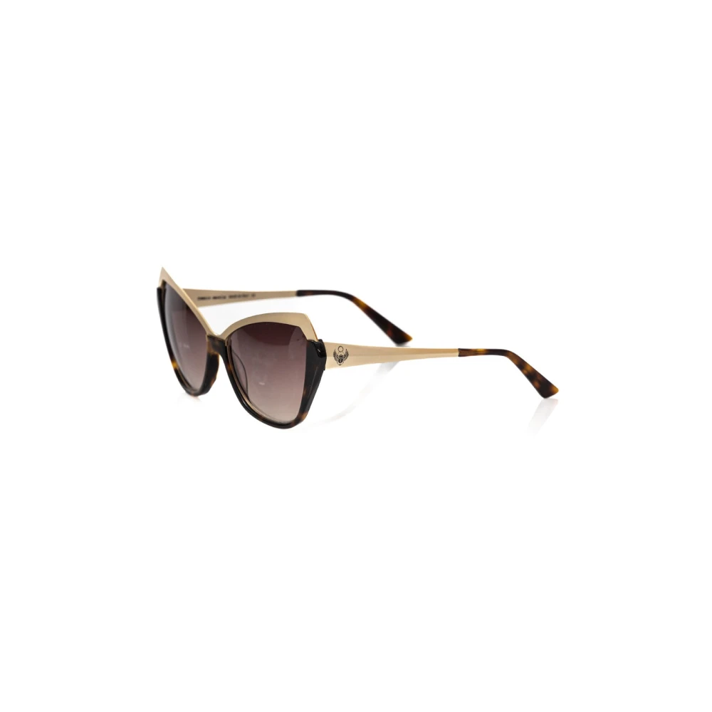 Frankie Morello Cat Eye Solglasögon Metallic Guld Sköldpadda Multicolor, Dam