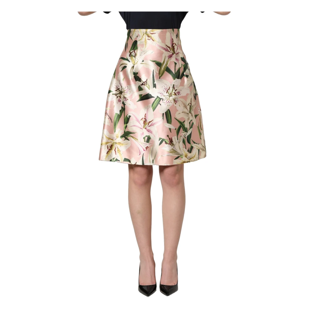 Dolce & Gabbana Pink Short Skirts, Female, 3XS, Lilium High Waist Knee Length Skirt