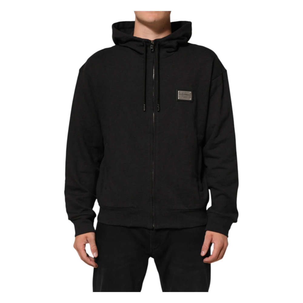Dolce & Gabbana Men's Black Logo Full-Zip Hooded Sweatshirt - Hoodies - Xs - Sweatshirts & Hoodies