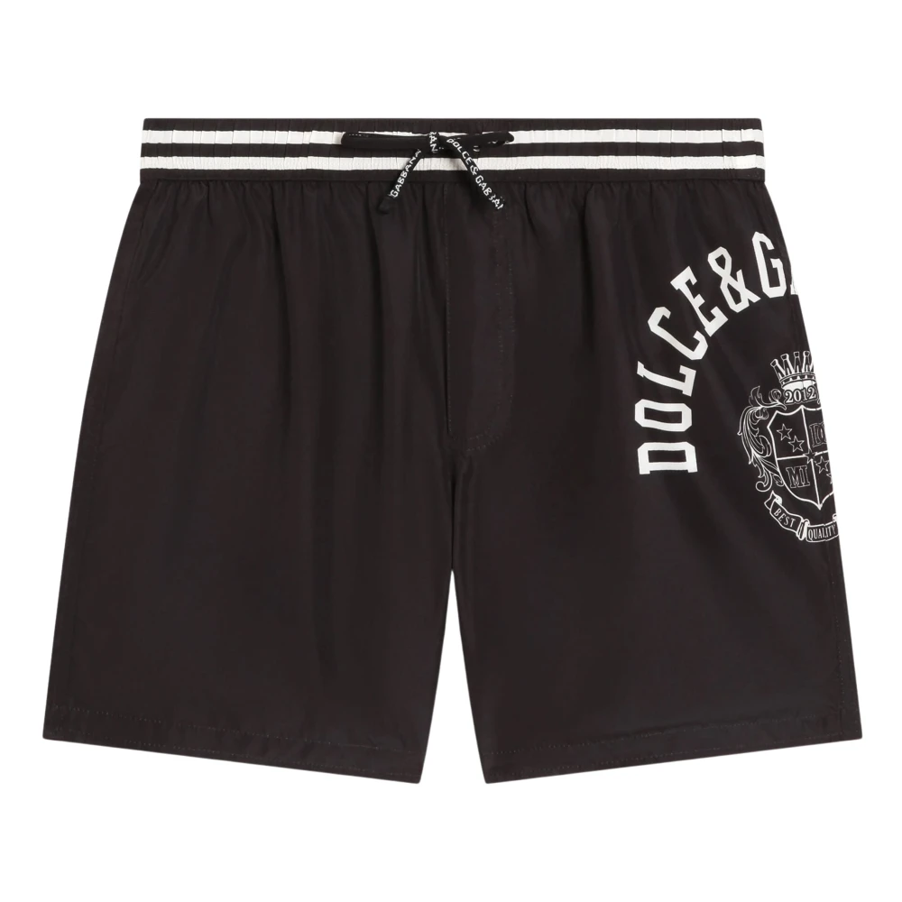 Dolce & Gabbana Black Kids Swimming Trunks, Male, 2 Y, Logo Print Swim Shorts