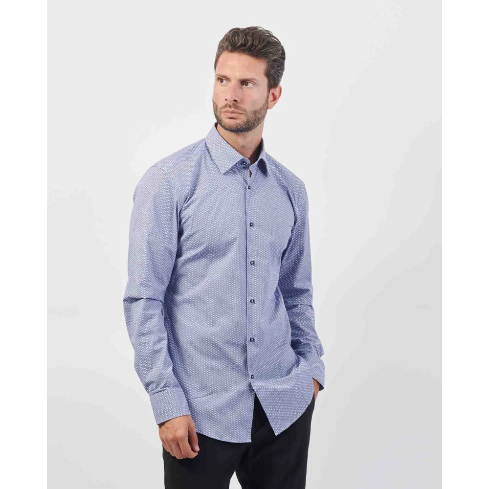 Boss Blauw Katoenen Poplin Overhemd Blue Heren