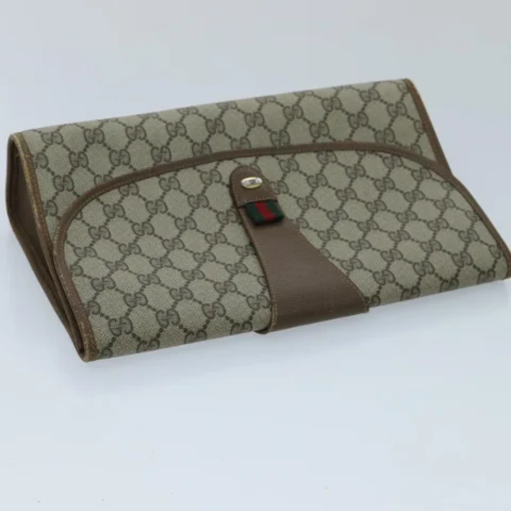 Gucci Vintage Pre-owned Leather clutches Beige Dames