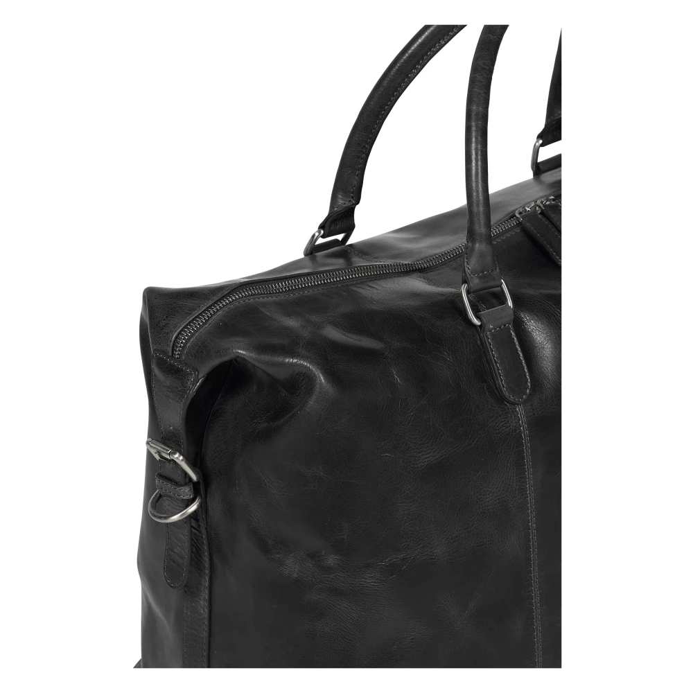 Howard London Zwarte Leren Weekendtas Black Heren