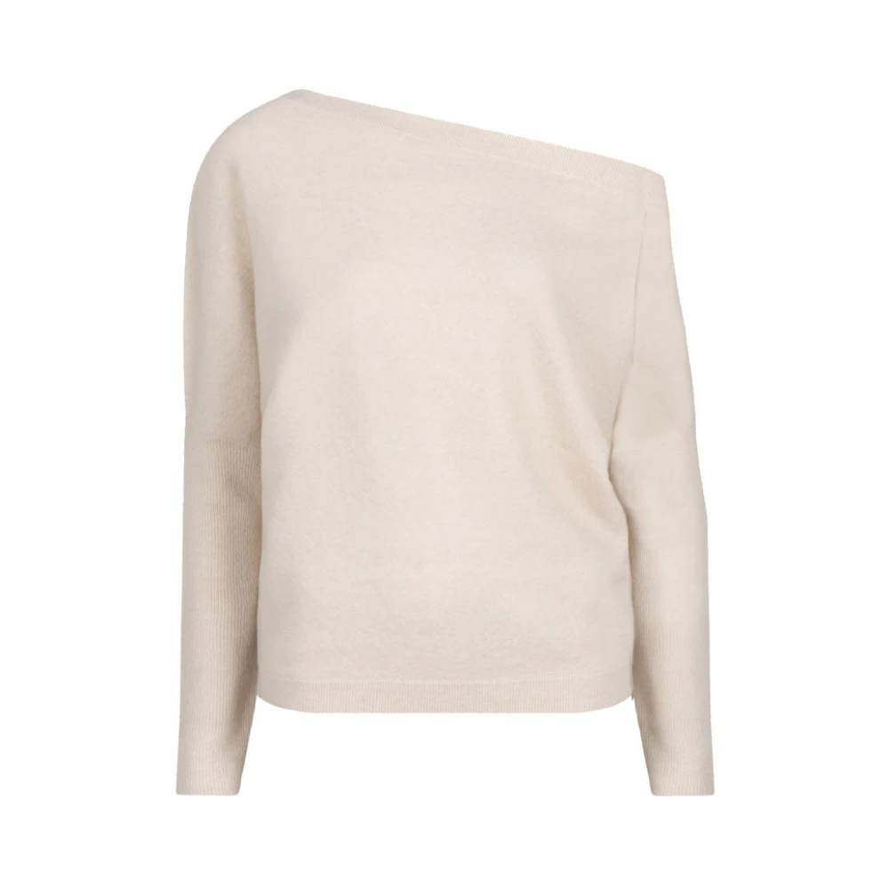 Dante 6 Asymmetrische Wollen Trui in Vanilla Chai Beige Dames