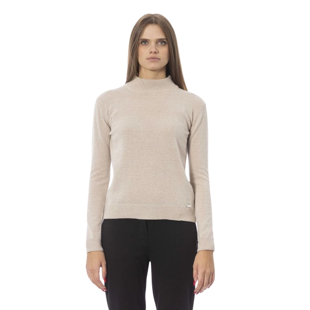 Baldinini Elegant Beige Cashmere Turtleneck Sweater Beige Dames