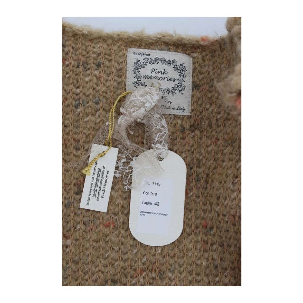 Pink Memories Beige Textuur Gebreide V-hals Vest Beige Dames